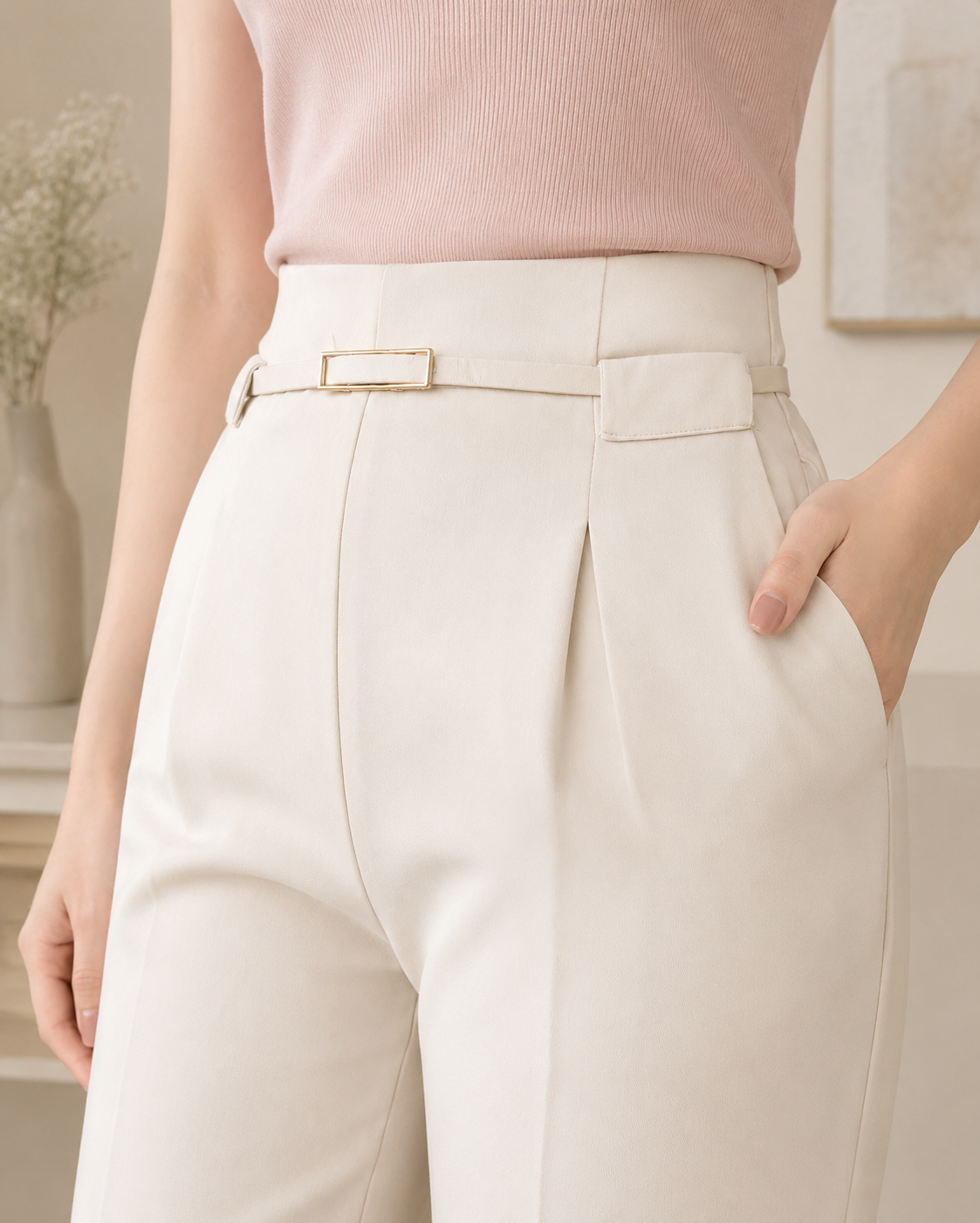 High Waist Belted Trousers