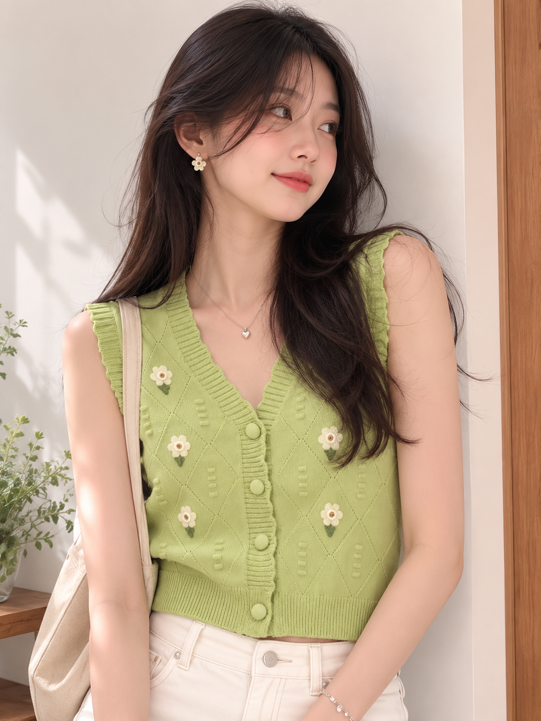 Pistachio Bloom Knit Top