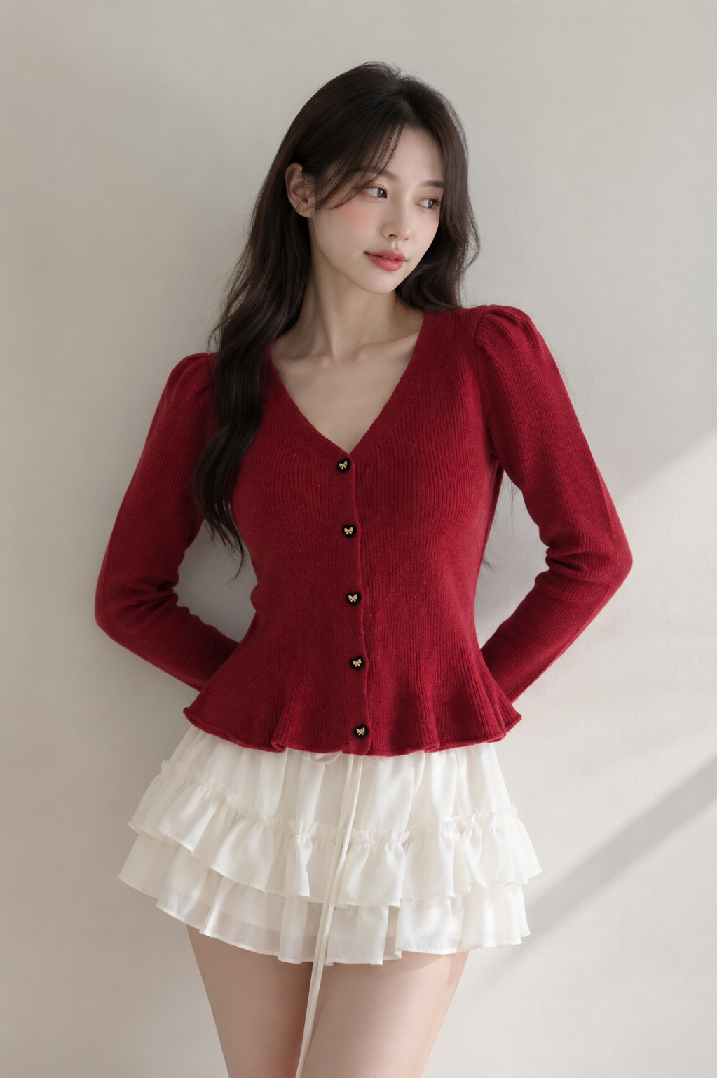 Amour Peplum Knit Cardigan