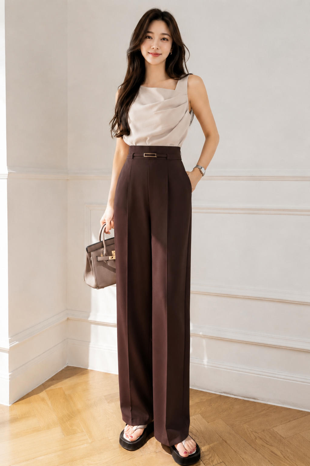 High Waist Belted Trousers