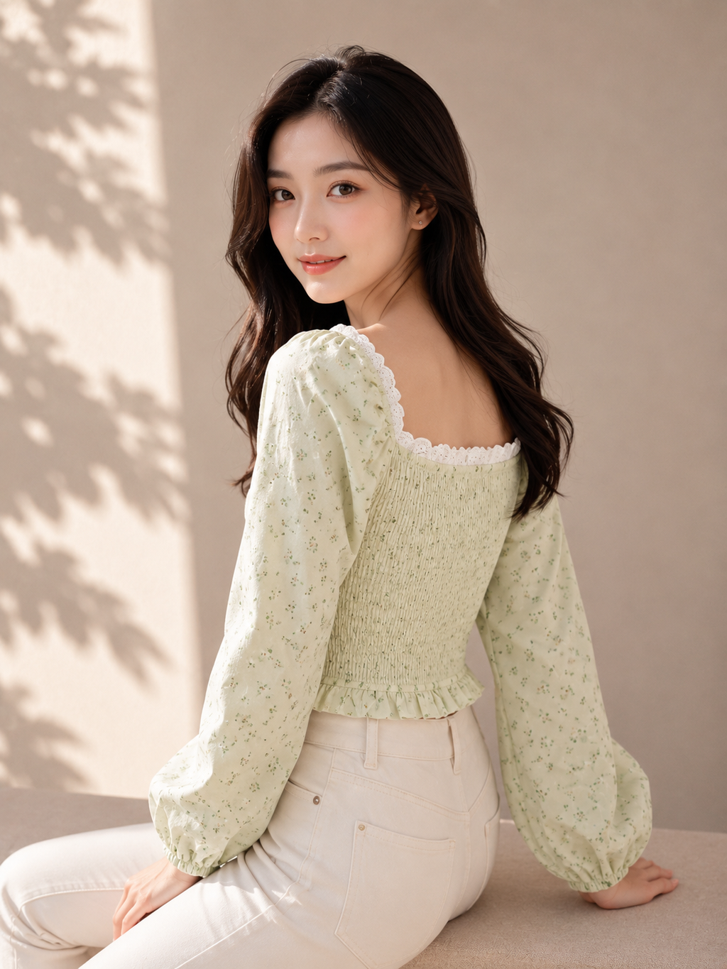 Luna Pastel Square/Off-shoulder Top