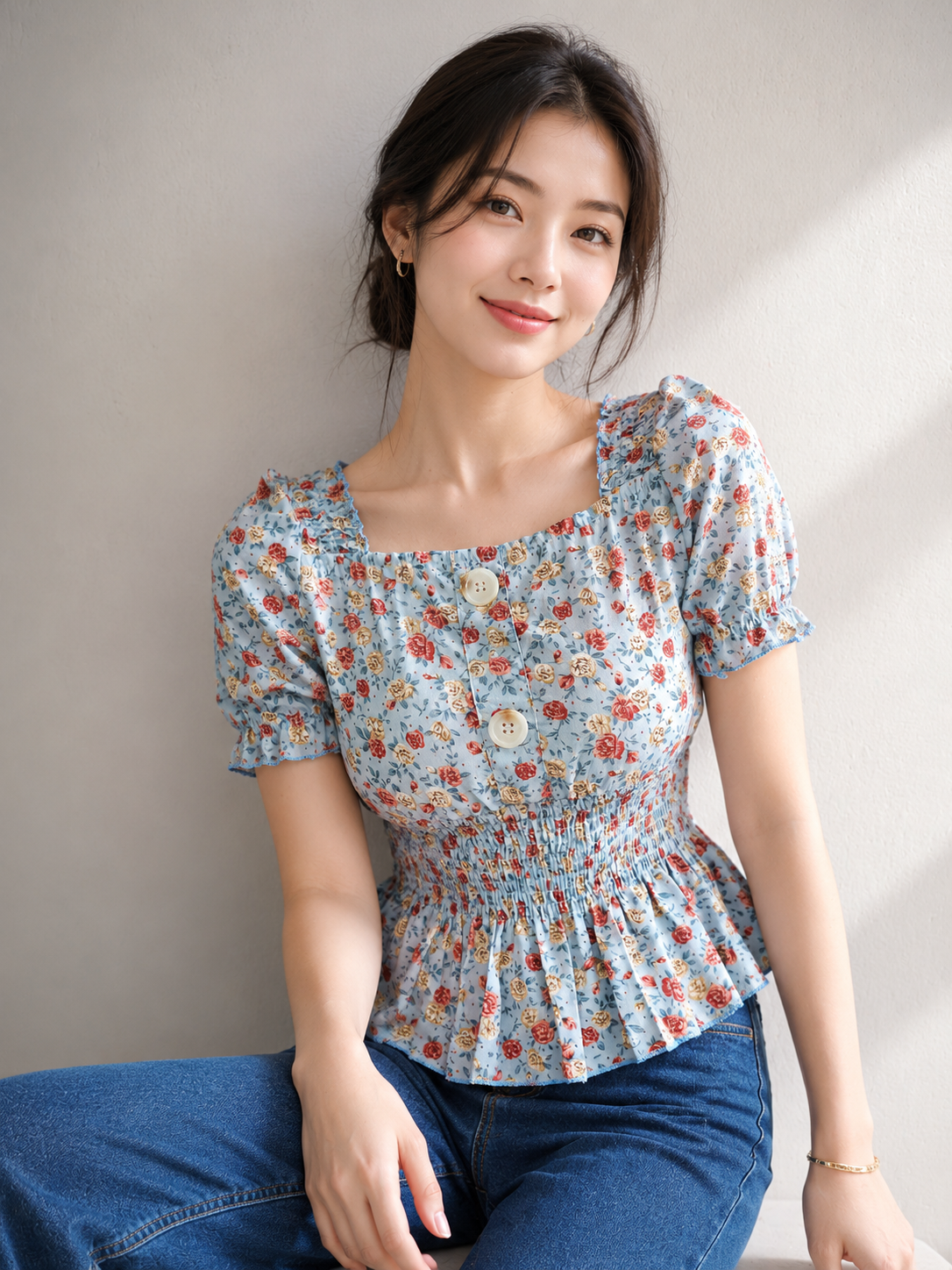 Flora Smocked Peplum Top
