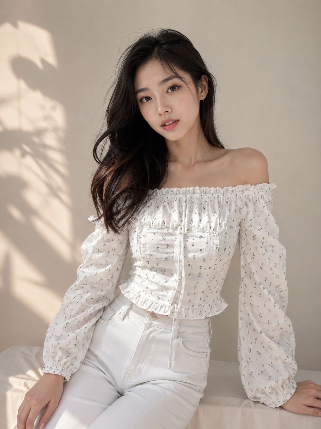 Luna Pastel Square/Off-shoulder Top