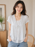 Cottage Bloom Tie-Front Babydoll top