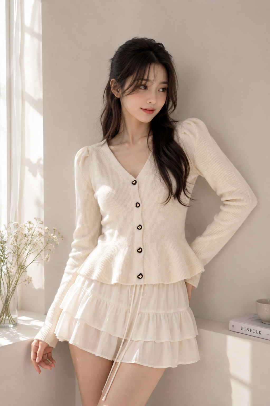 Amour Peplum Knit Cardigan