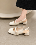Elegant Double Buckle Strap Block Heel