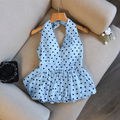 Sky Polka Dot Halter Neck Top