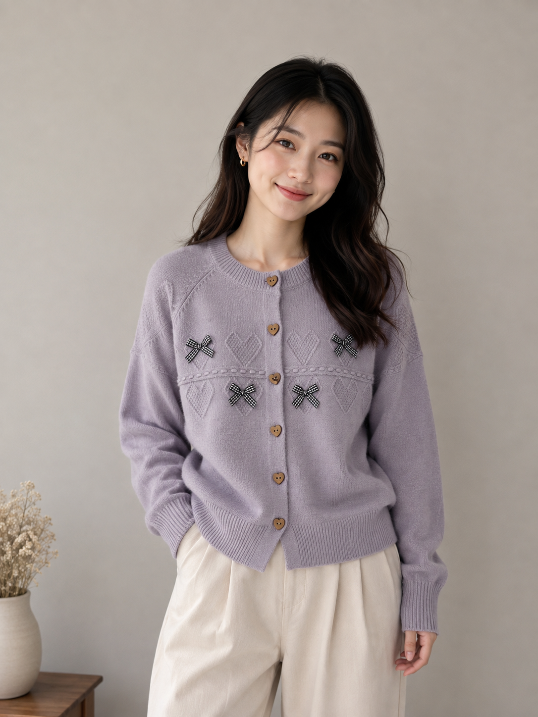 Heartwood Knit Bow Cardigan