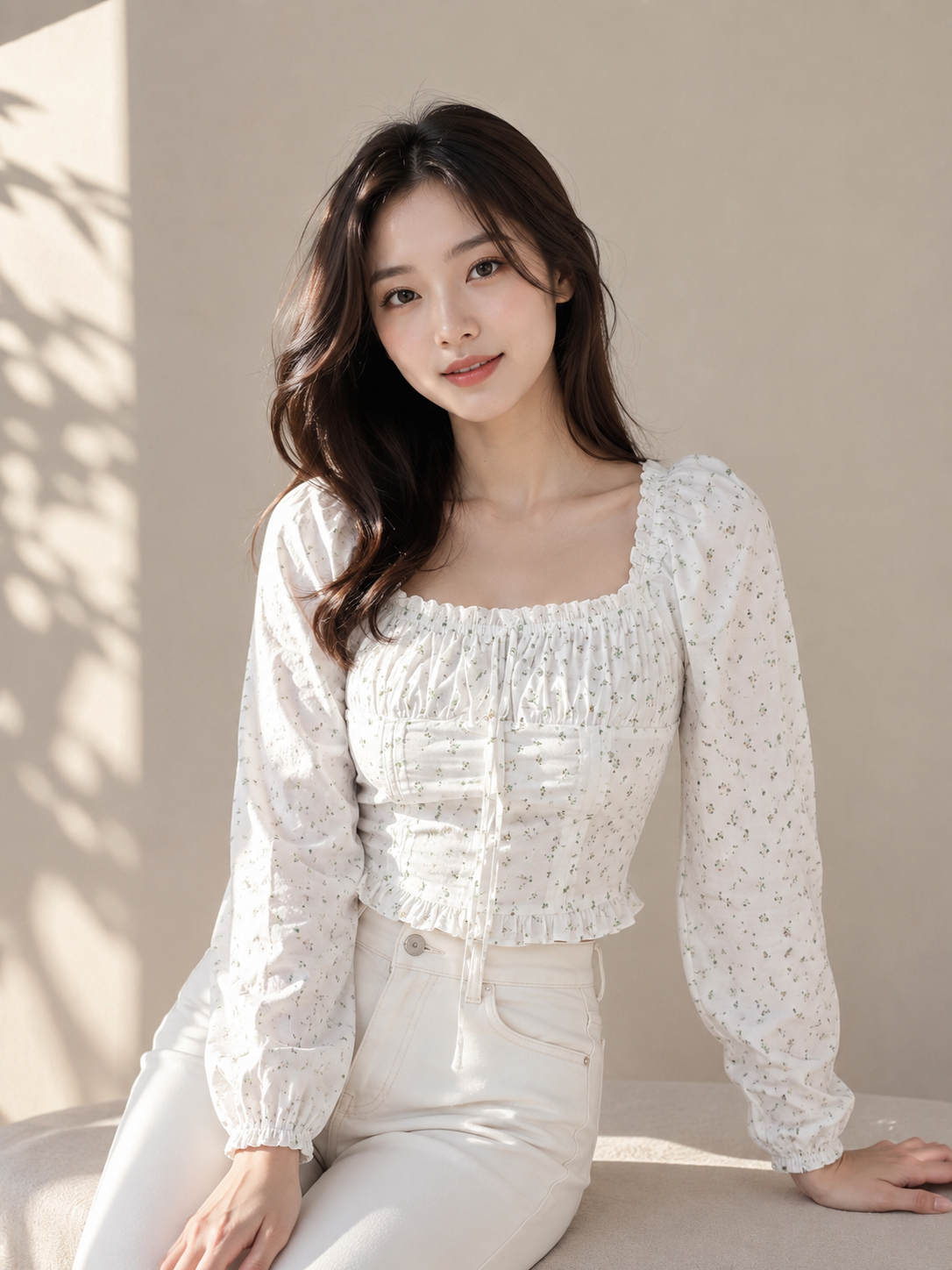 Luna Pastel Square/Off-shoulder Top