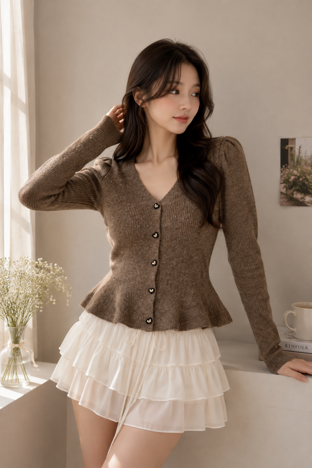 Amour Peplum Knit Cardigan