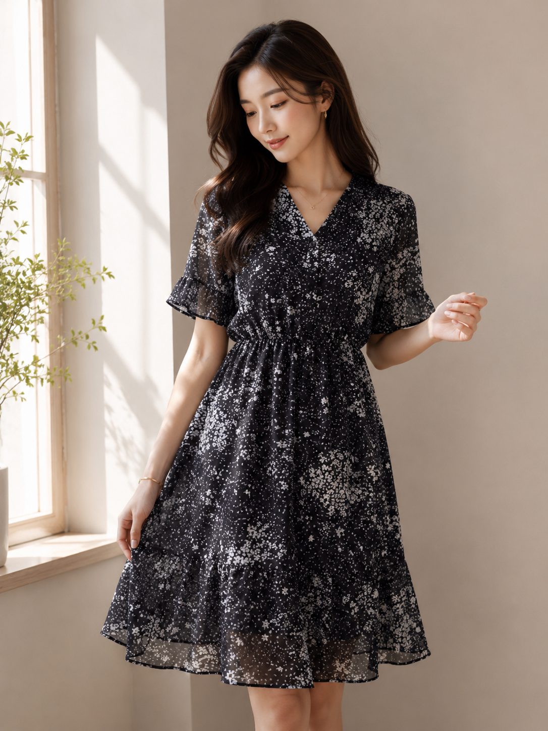 Floral Breeze V-Neck Dress