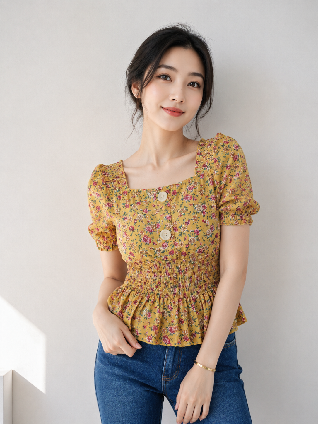 Flora Smocked Peplum Top