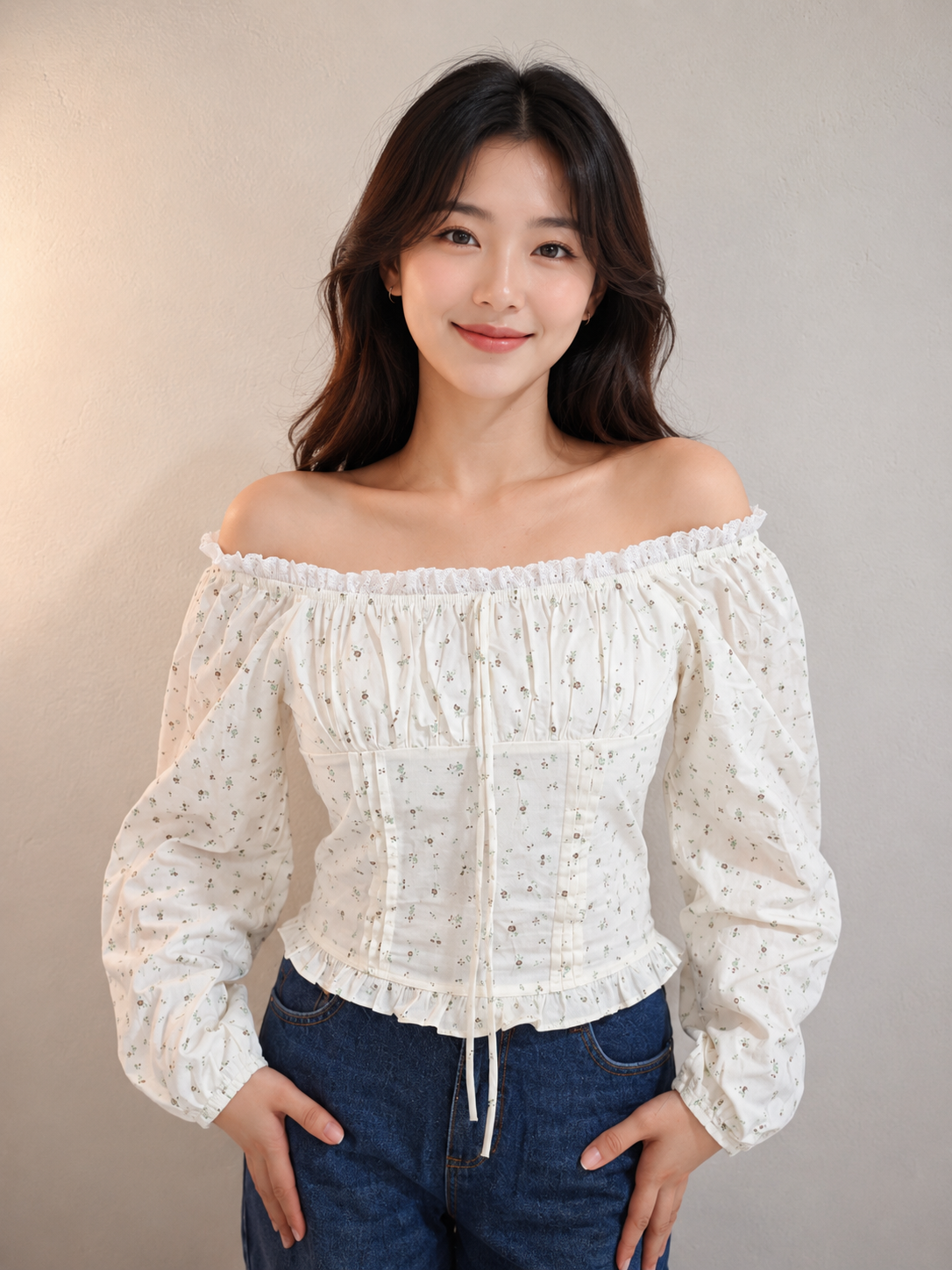 Luna Pastel Square/Off-shoulder Top