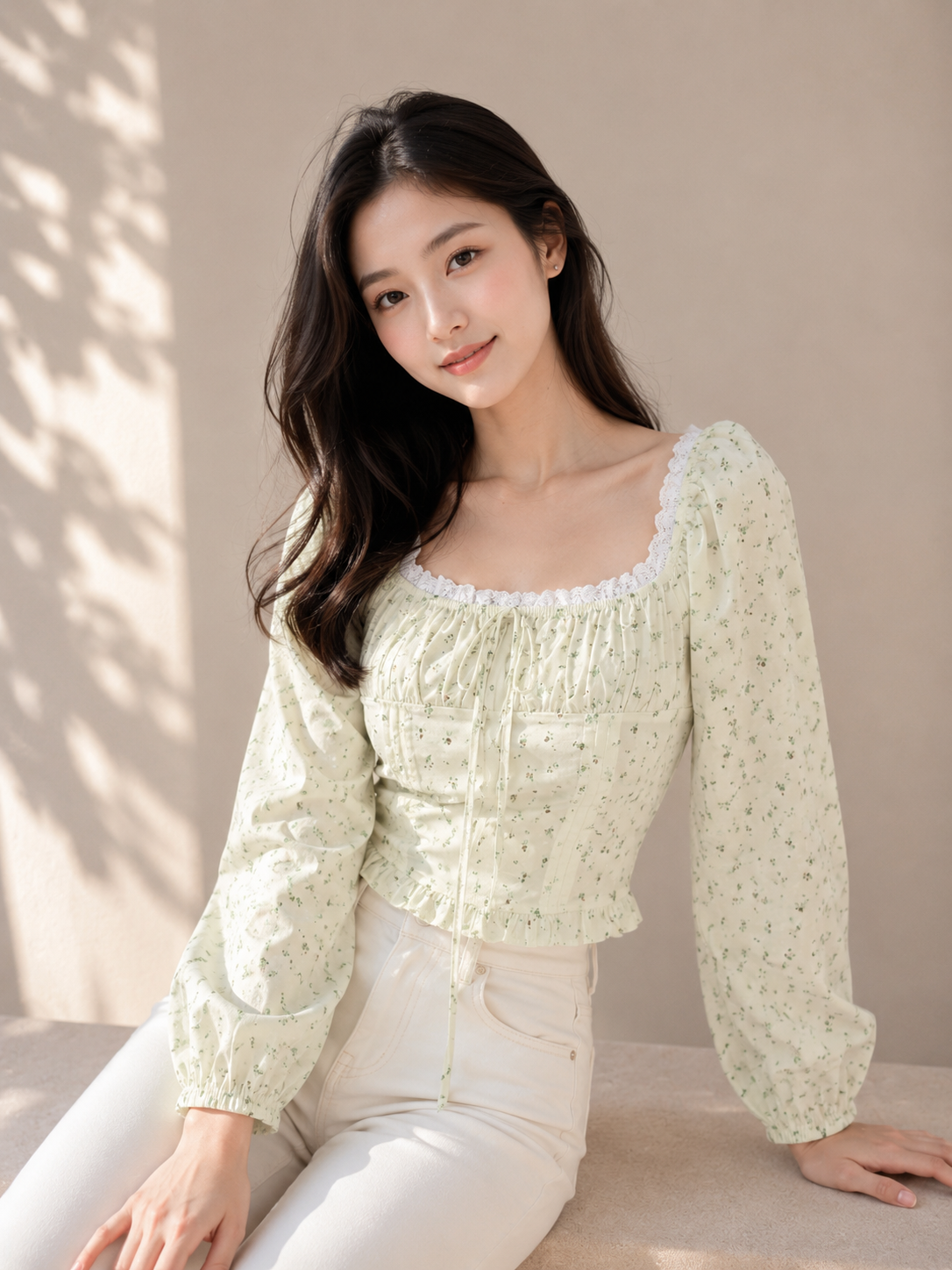 Luna Pastel Square/Off-shoulder Top