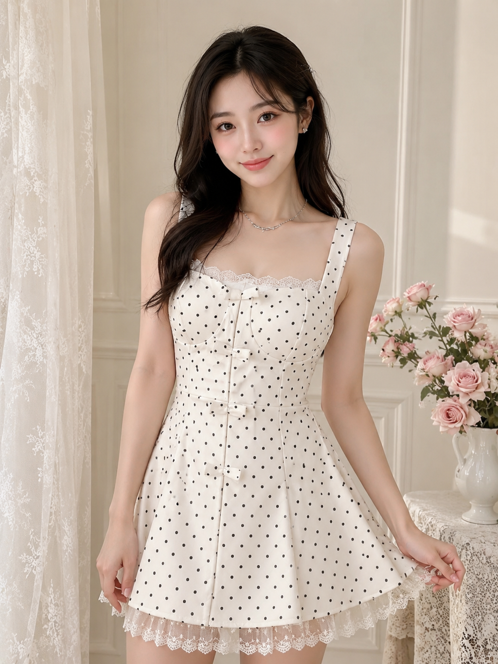 Sweetheart Polka Dot Lace Dress