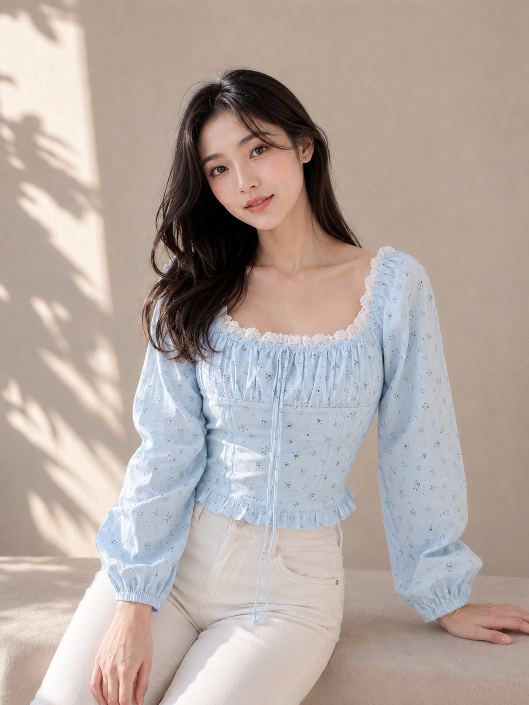 Luna Pastel Square/Off-shoulder Top