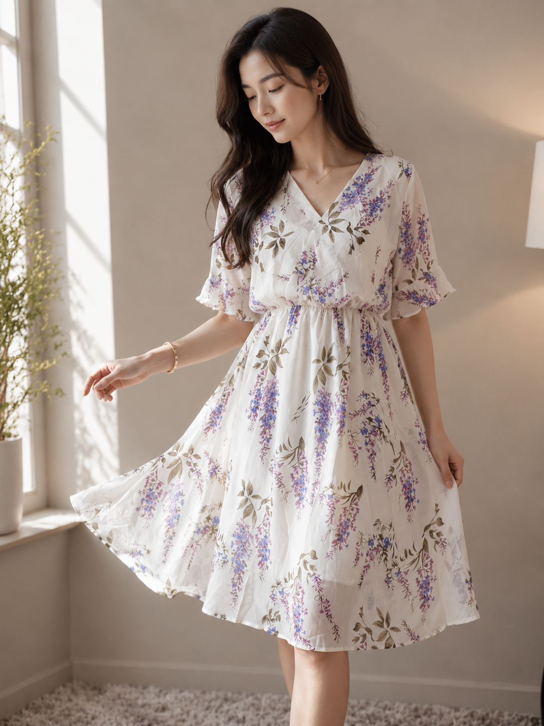 Floral Breeze V-Neck Dress