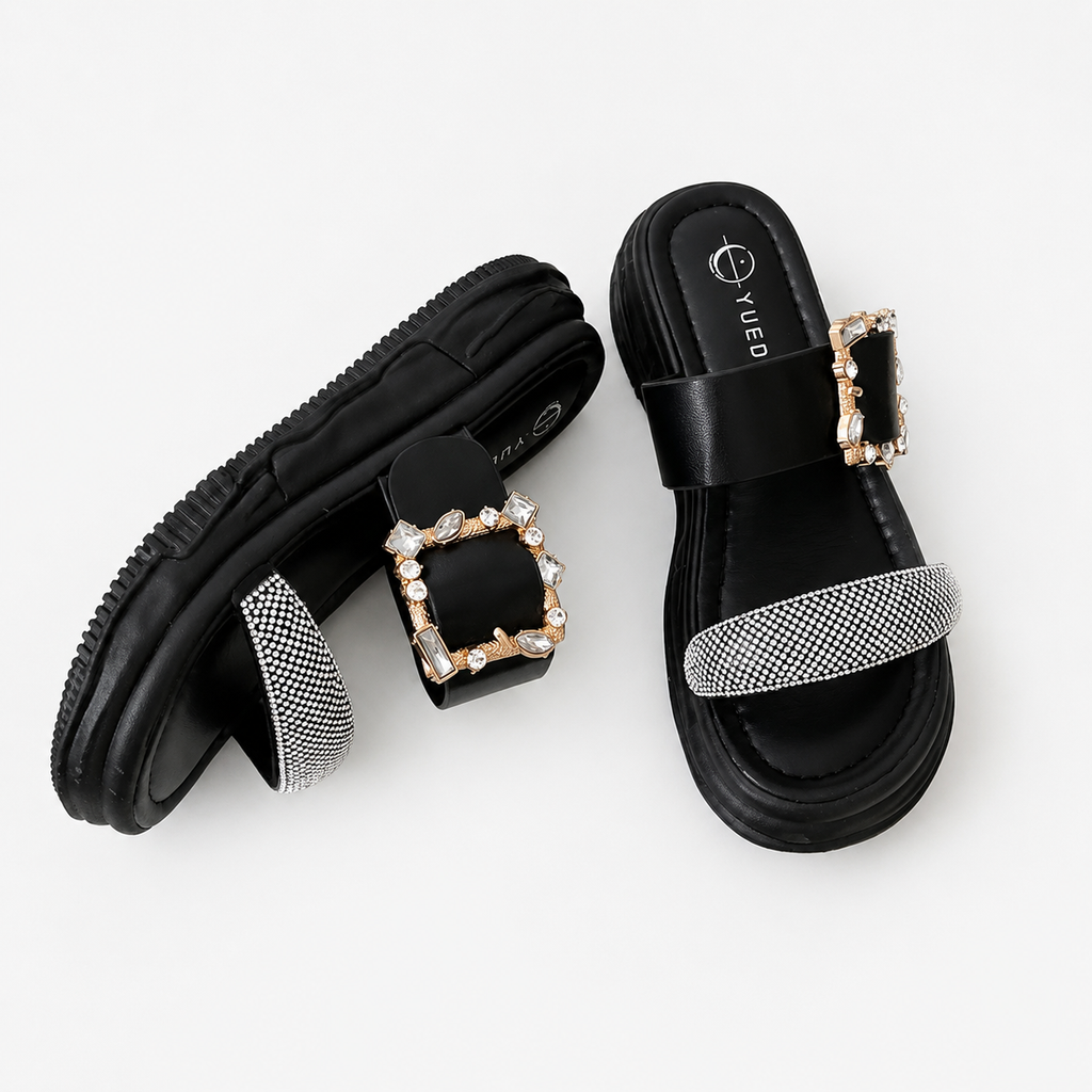 Luxe Rhinestone Buckle Slides