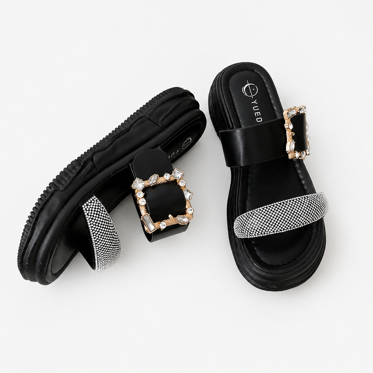 Luxe Rhinestone Buckle Slides