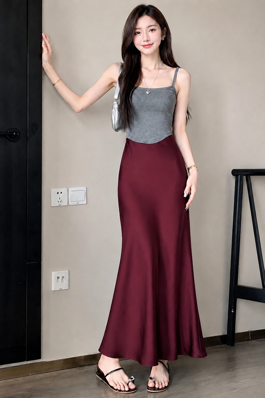 Flowy A-Line Satin Skirt