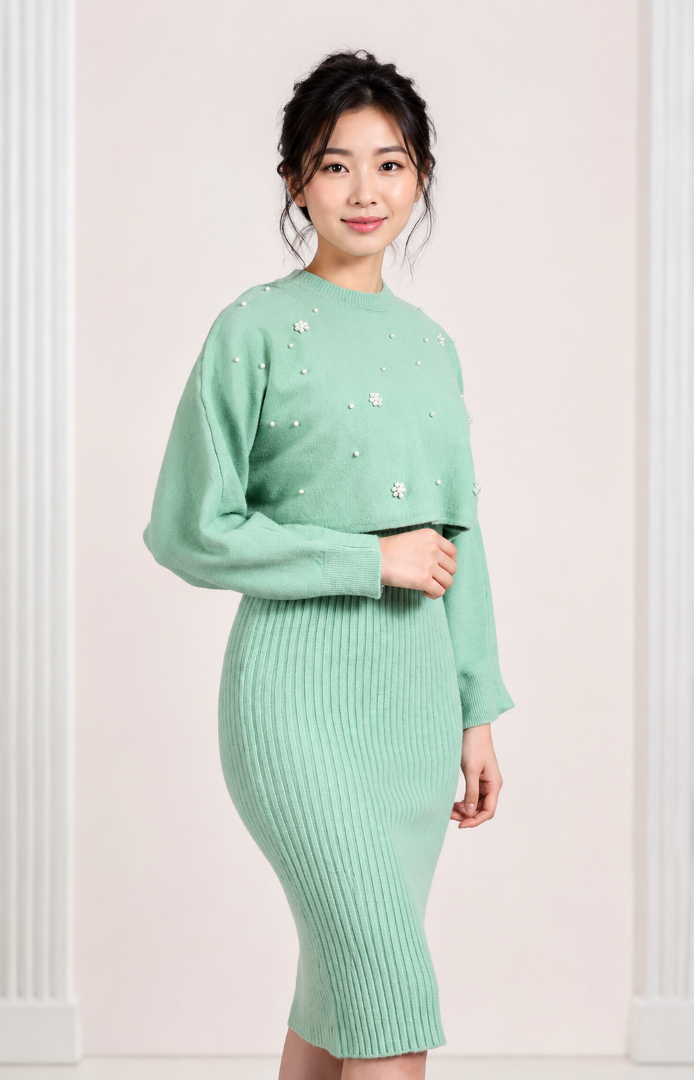Pearl Blossom Sweater & Dress Set