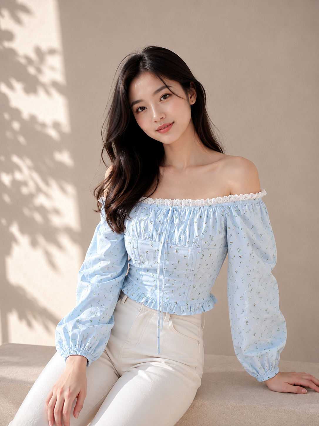 Luna Pastel Square/Off-shoulder Top