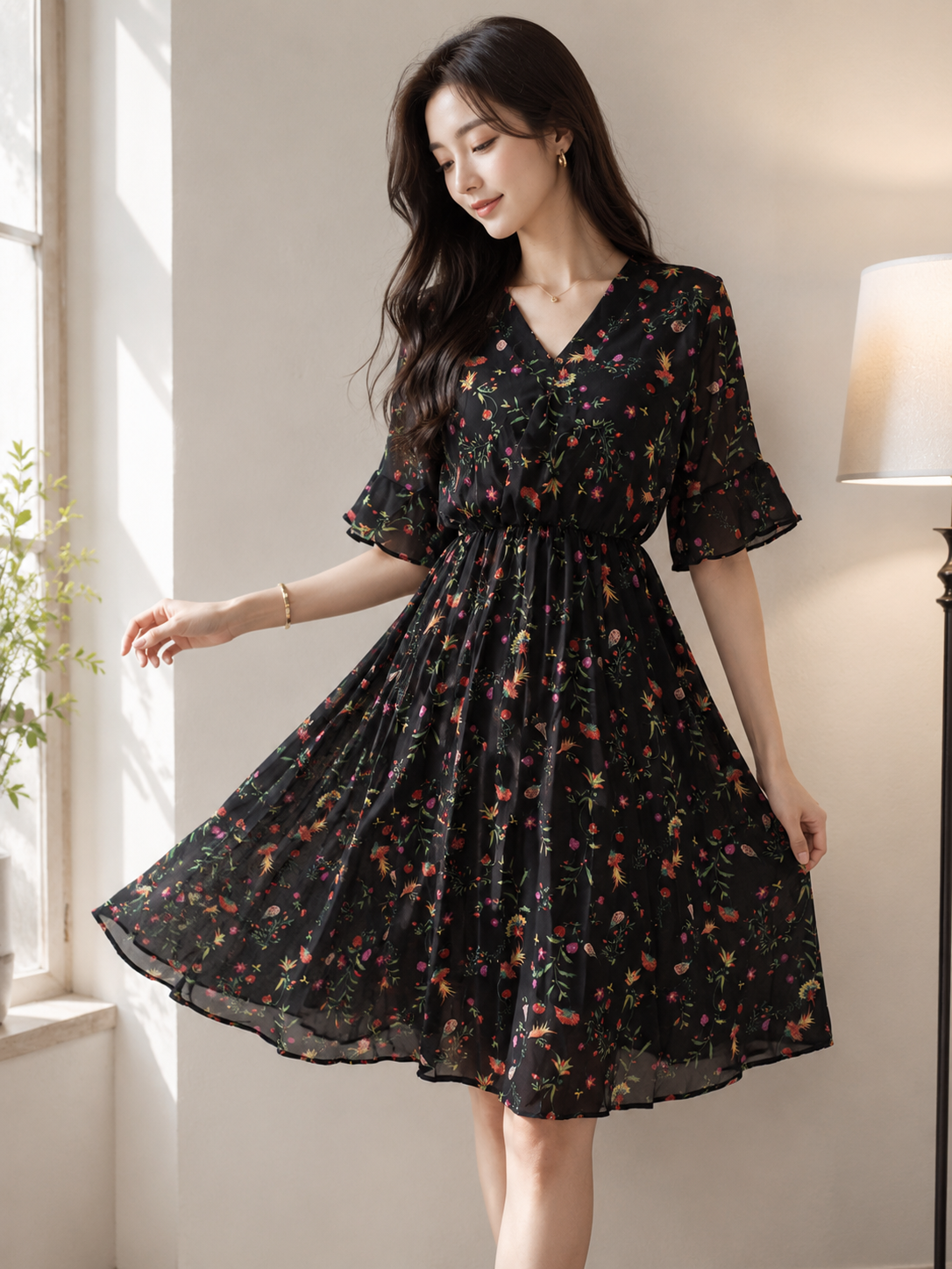 Floral Breeze V-Neck Dress