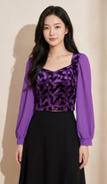 Soft Velvet Mesh Tops