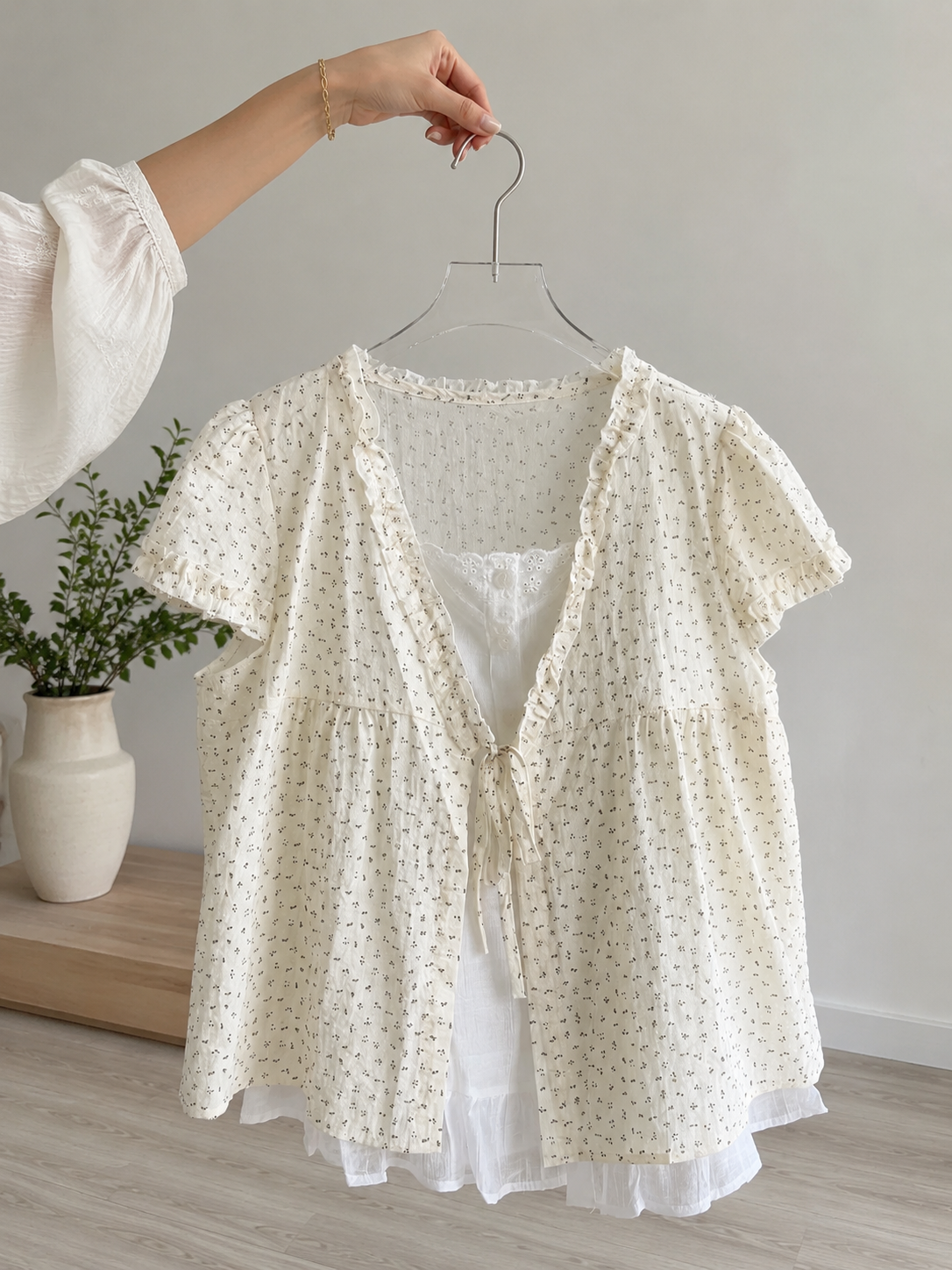 Cottage Bloom Tie-Front Babydoll top