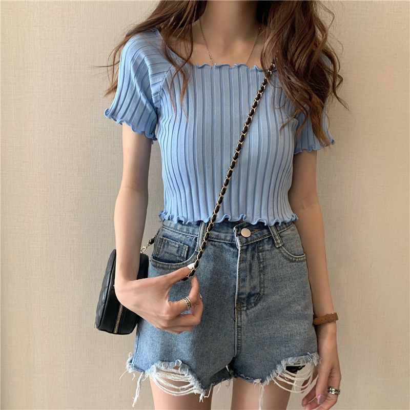 Baby Blue Ripple Rib Top