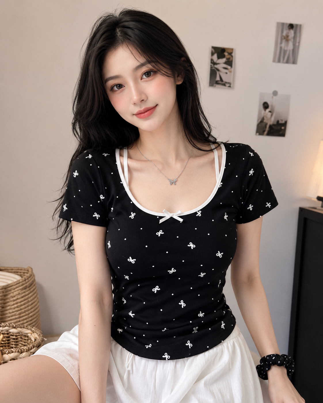 Midnight Bow Padded Top