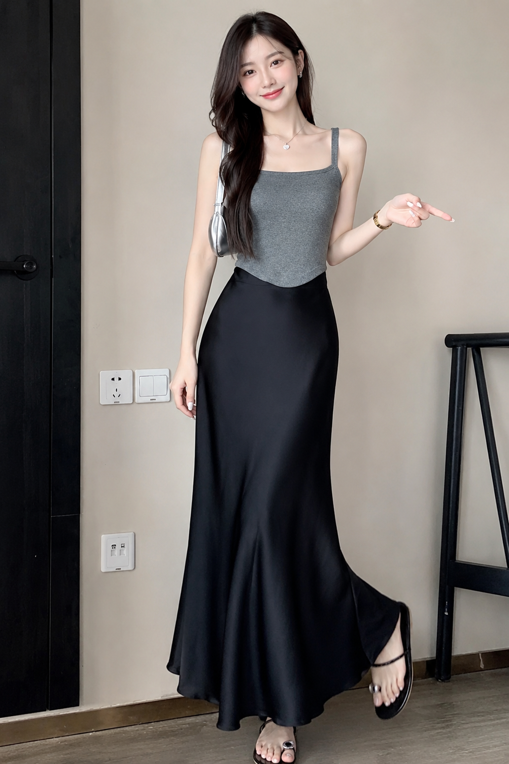 Flowy A-Line Satin Skirt