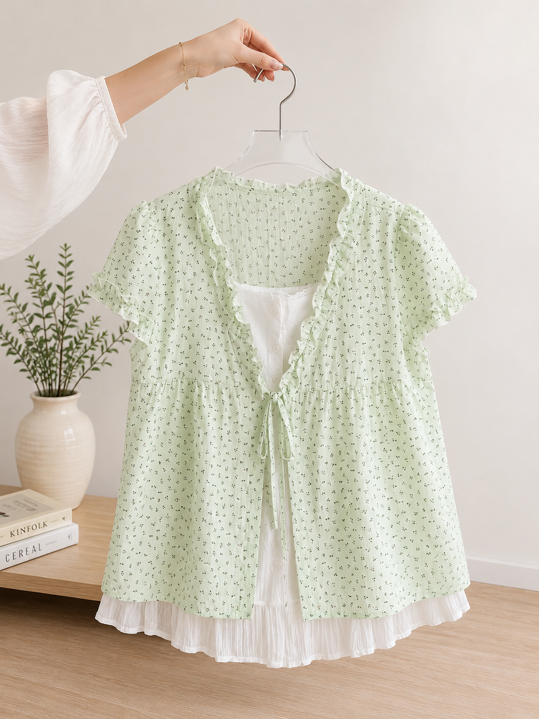 Cottage Bloom Tie-Front Babydoll top