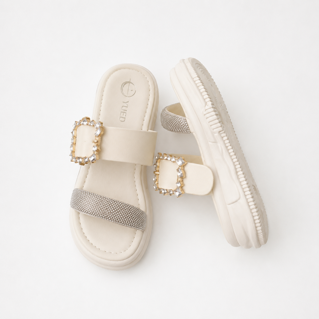 Luxe Rhinestone Buckle Slides