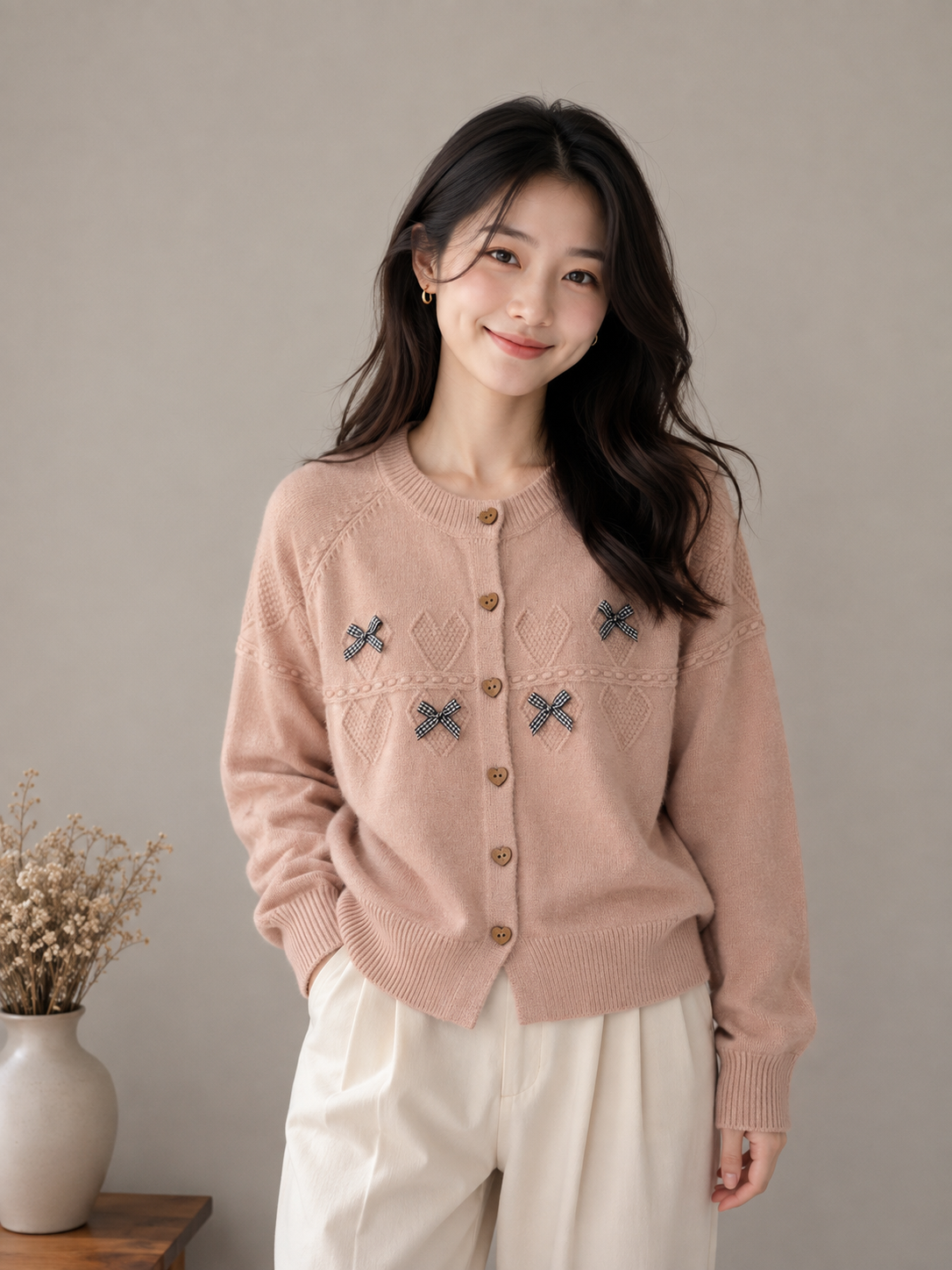 Heartwood Knit Bow Cardigan