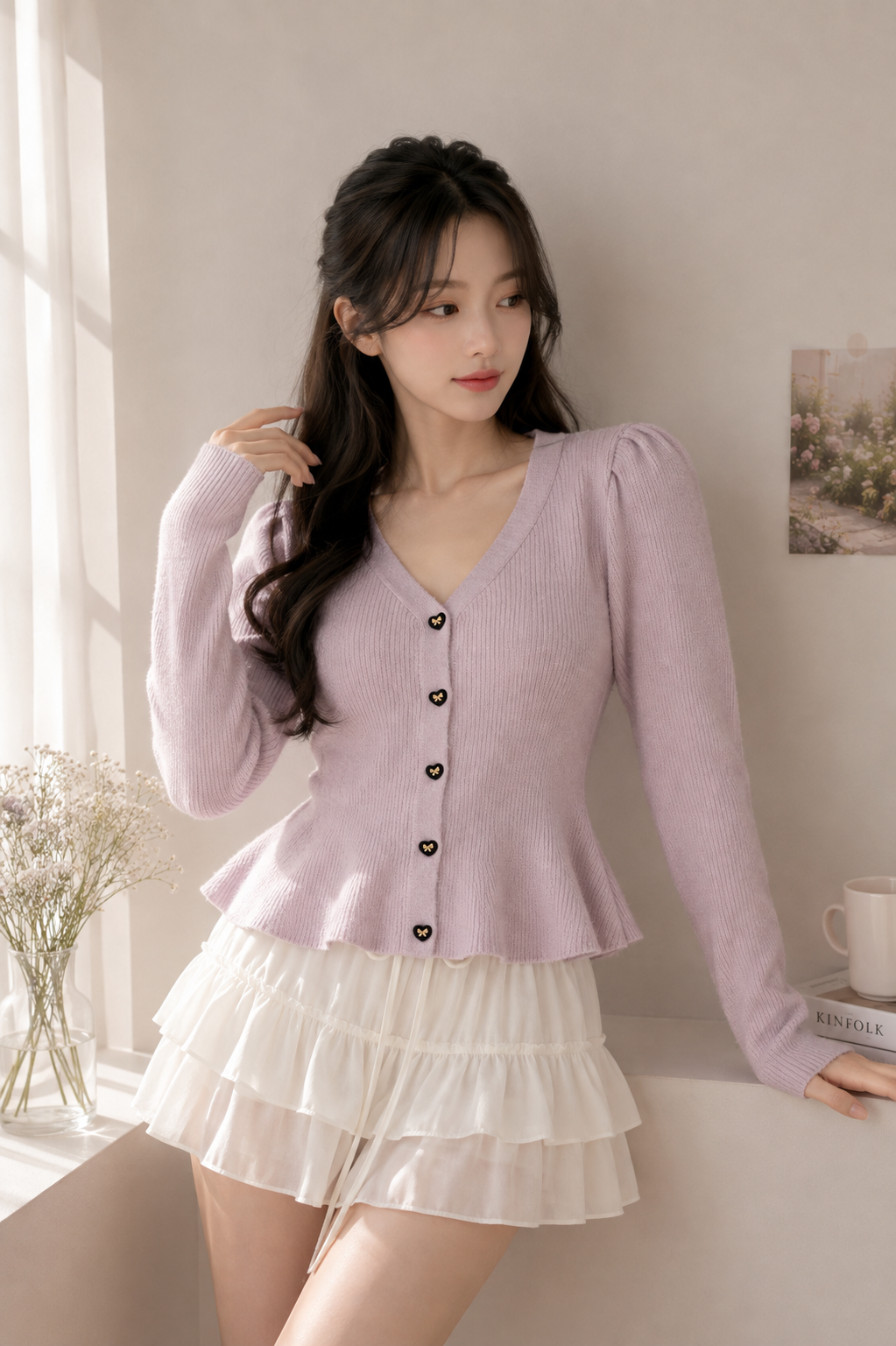 Amour Peplum Knit Cardigan