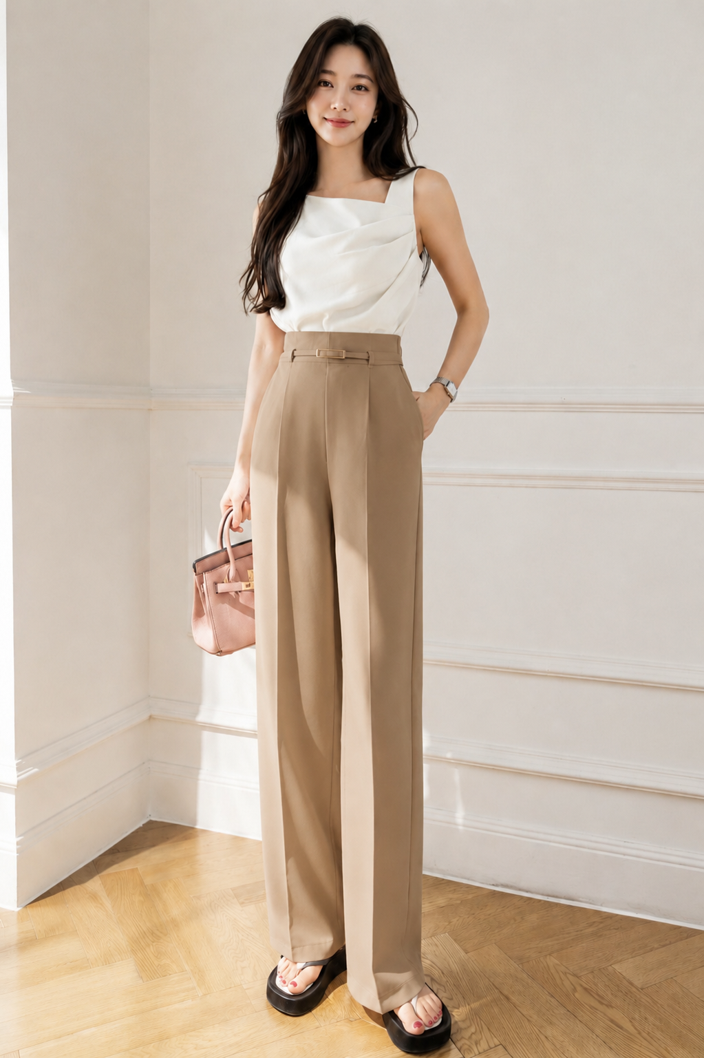High Waist Belted Trousers