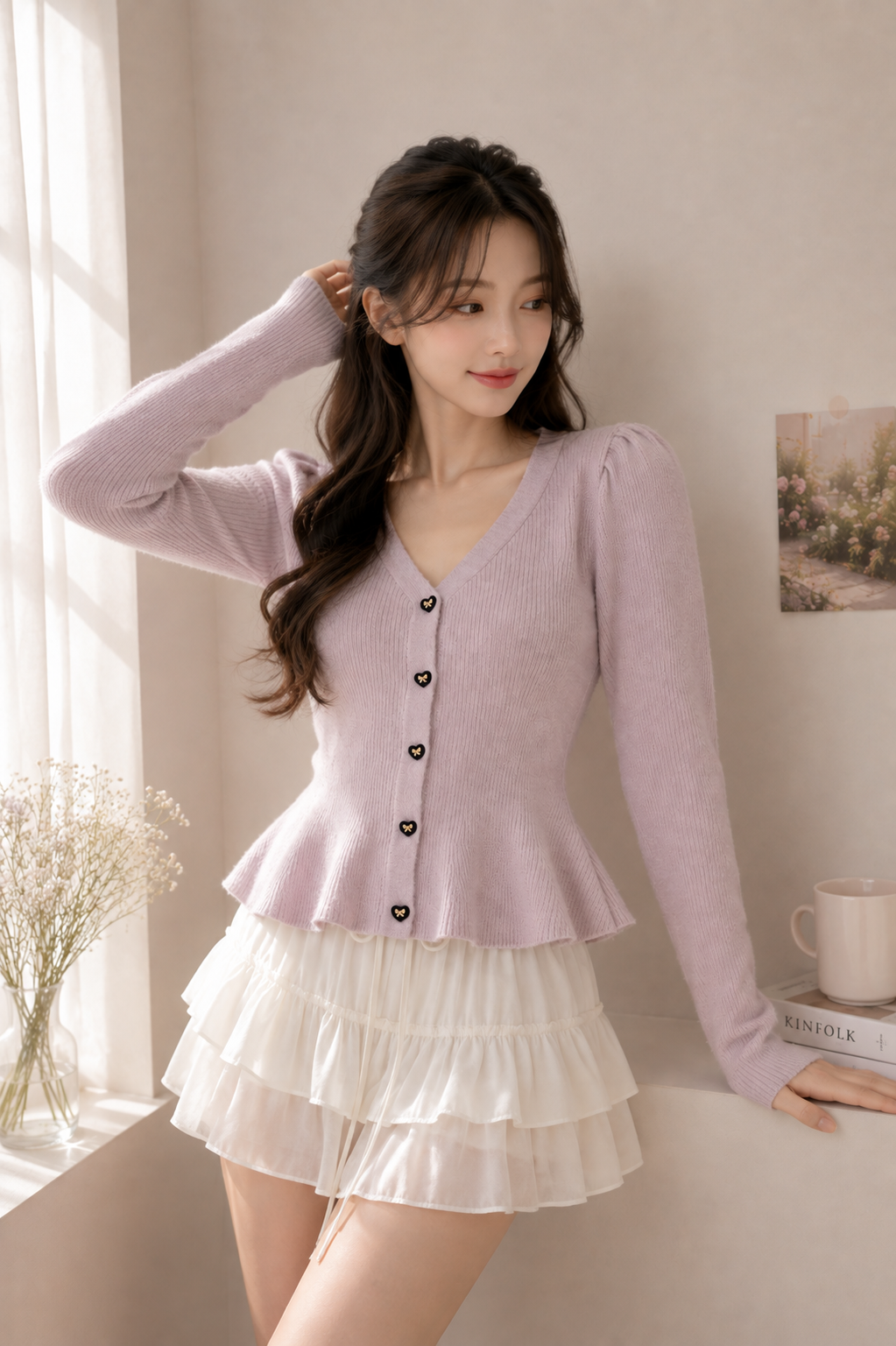 Amour Peplum Knit Cardigan
