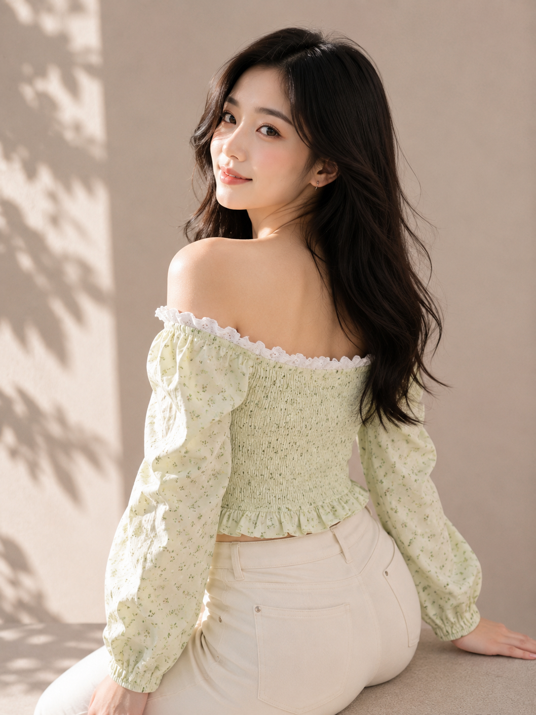 Luna Pastel Square/Off-shoulder Top