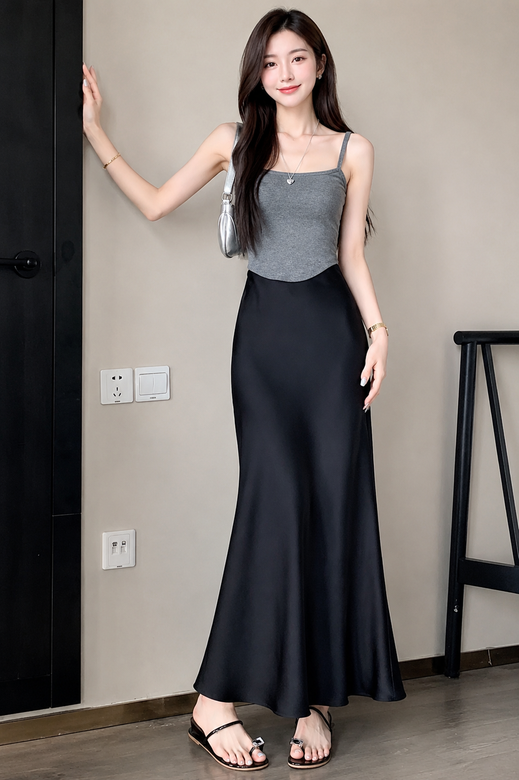 Flowy A-Line Satin Skirt