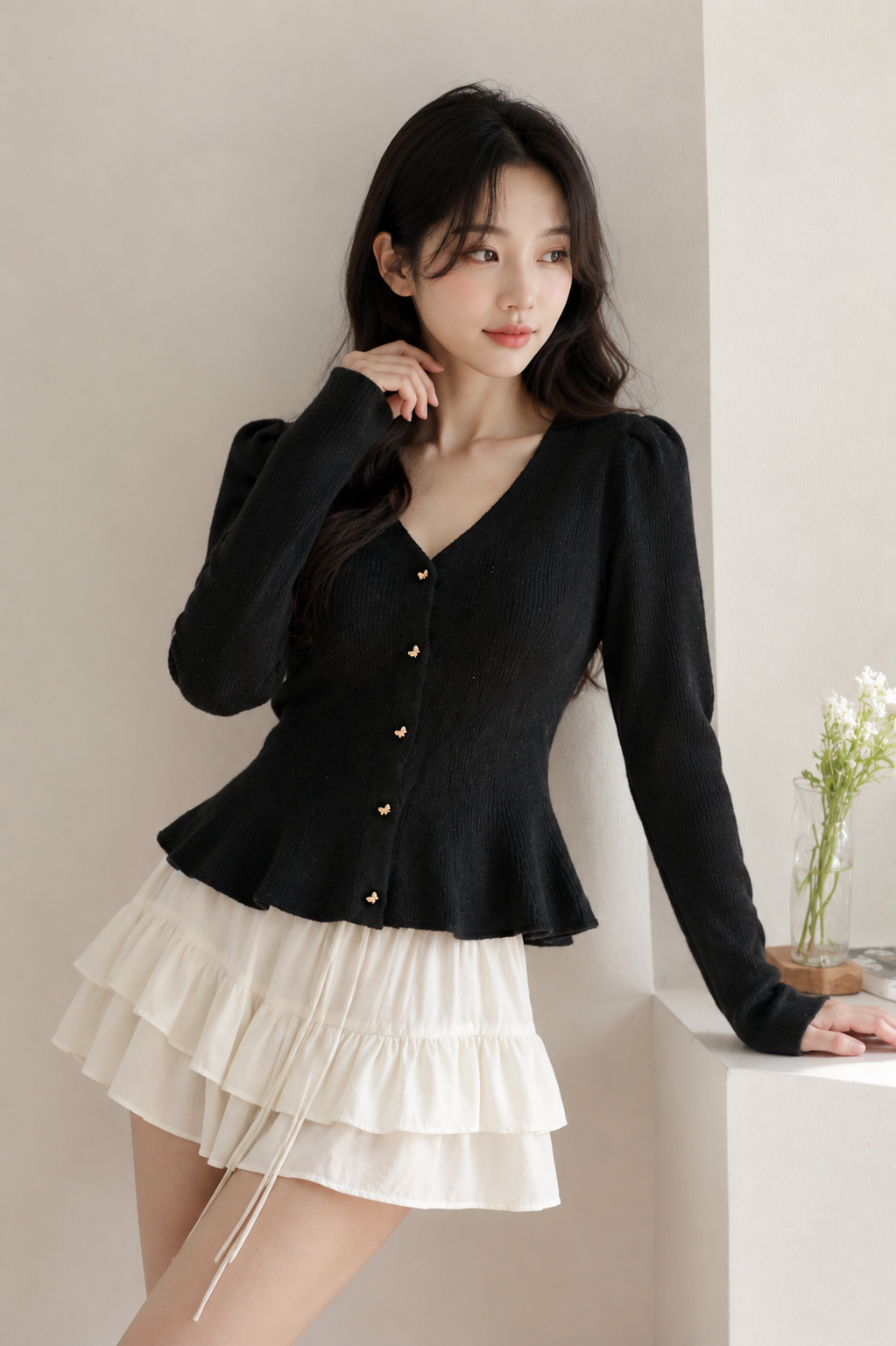 Amour Peplum Knit Cardigan