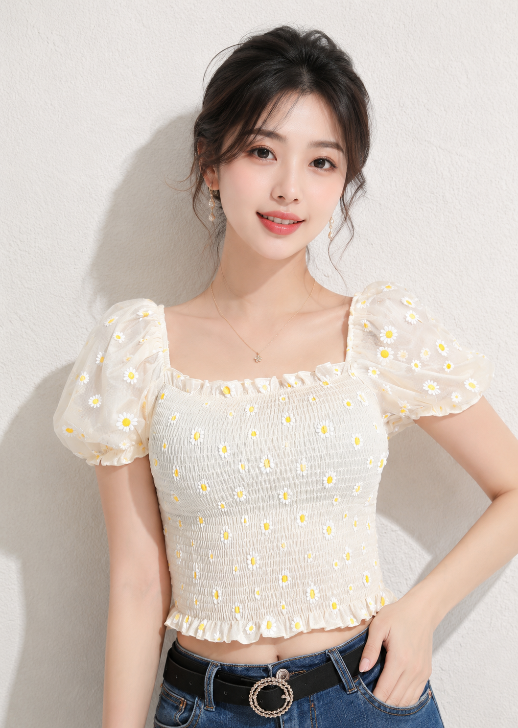 Floral Puff-Sleeve Top