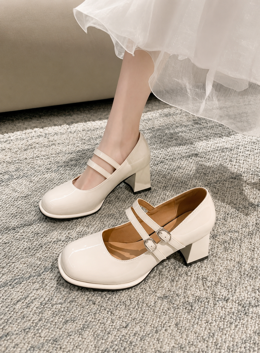 Double Strap Mary Jane Heels