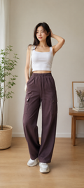 High-Waisted Cargo Trousers