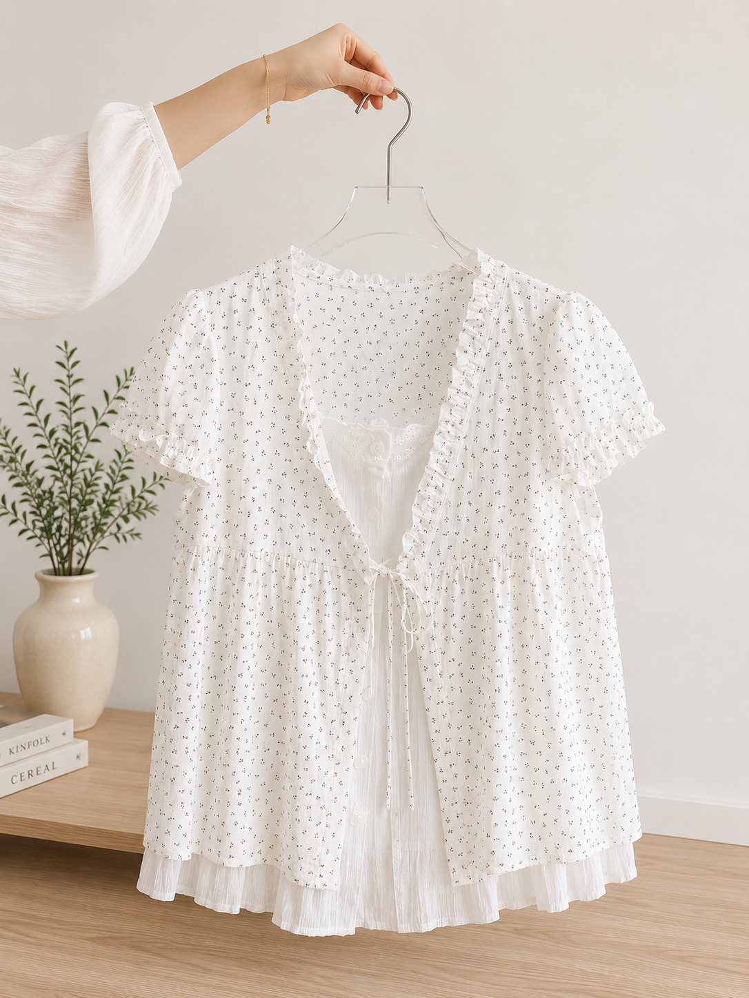 Cottage Bloom Tie-Front Babydoll top