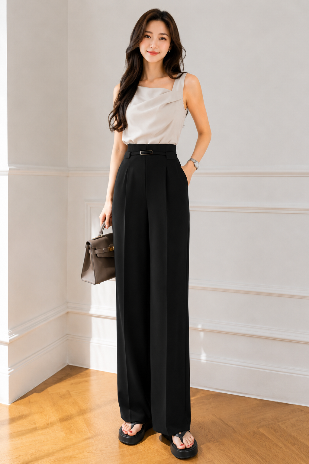 High Waist Belted Trousers