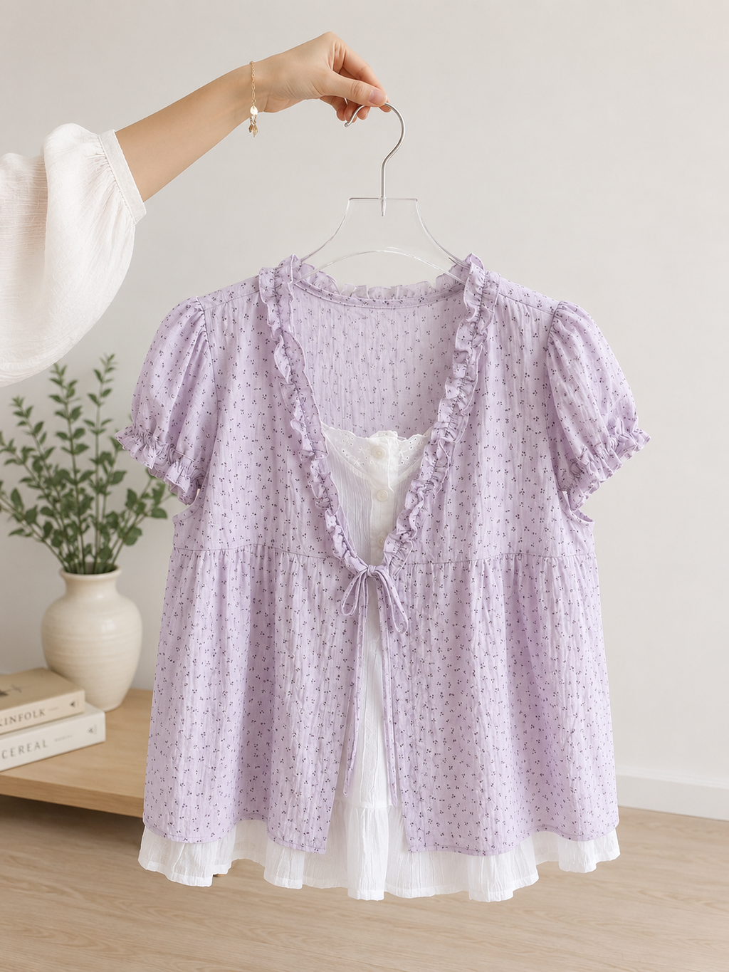 Cottage Bloom Tie-Front Babydoll top