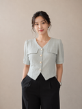 Chic Pocket Detail V-Neck Top