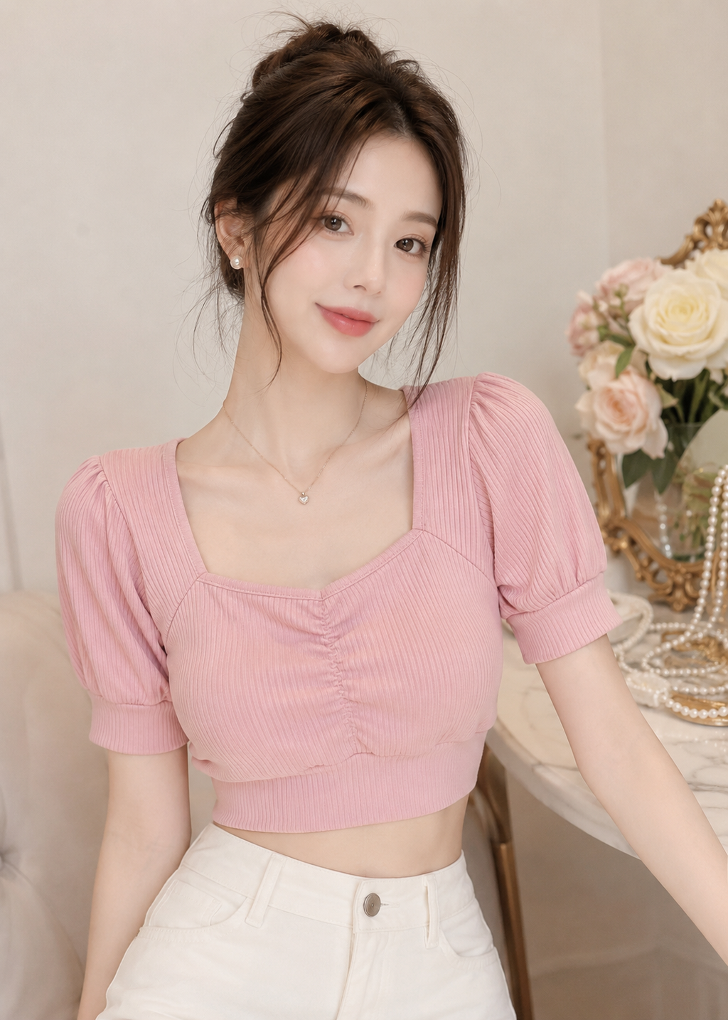 Rosy Sweetheart Ribbed Top