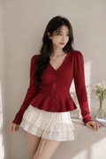 Amour Peplum Knit Cardigan
